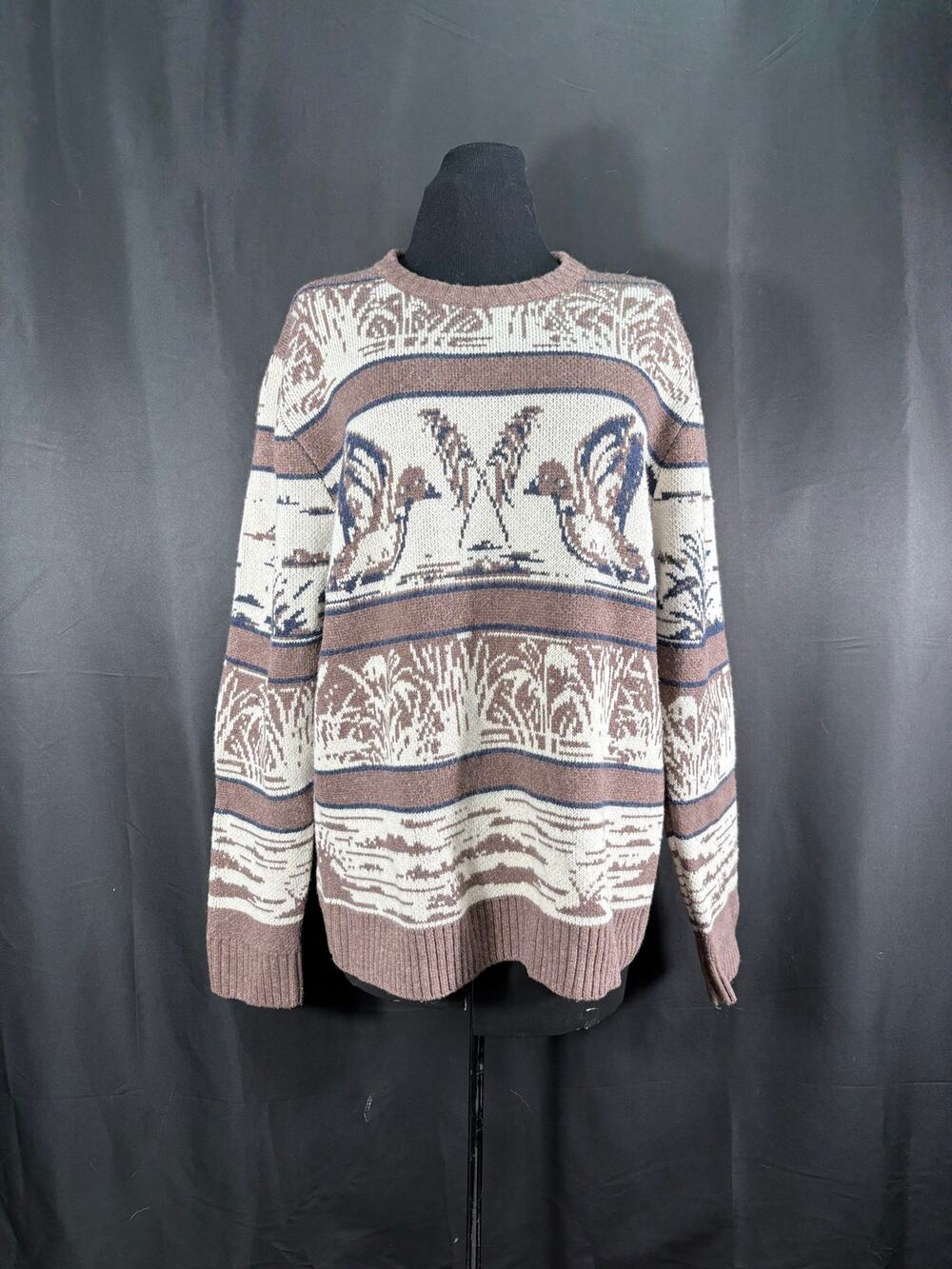 Flint and Tinder Crewneck Sweater Soft Heritage Merino Wool Blend Duck Pattern